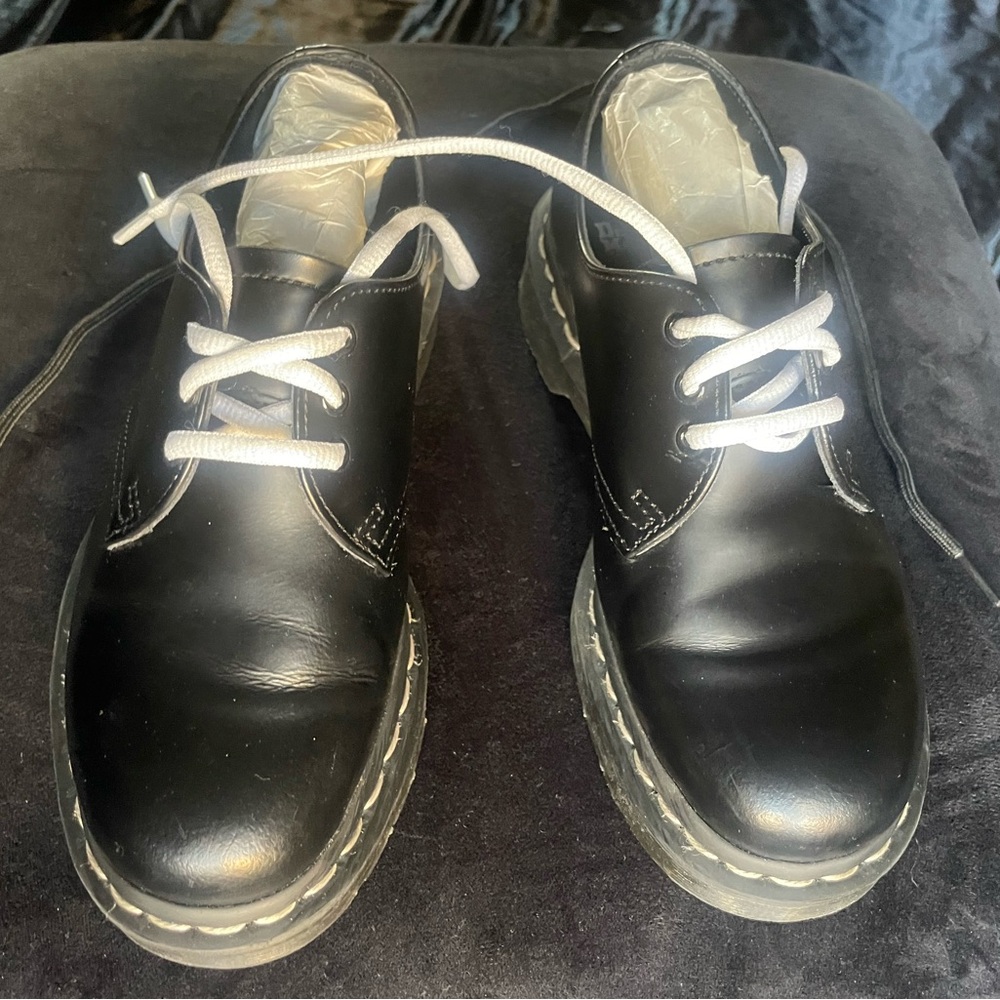 Dr. Martens Black Ankle Boots with White Laces